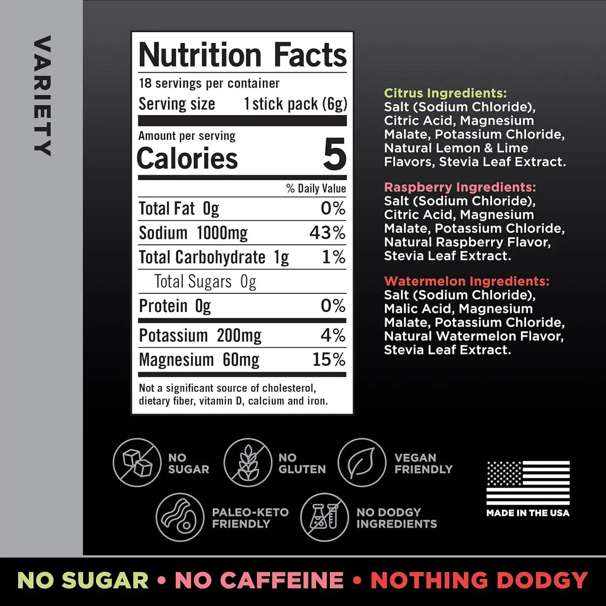 LMNT Zero Sugar Electrolytes - Variety Pack Bundle | Drink Mix | 54-Count